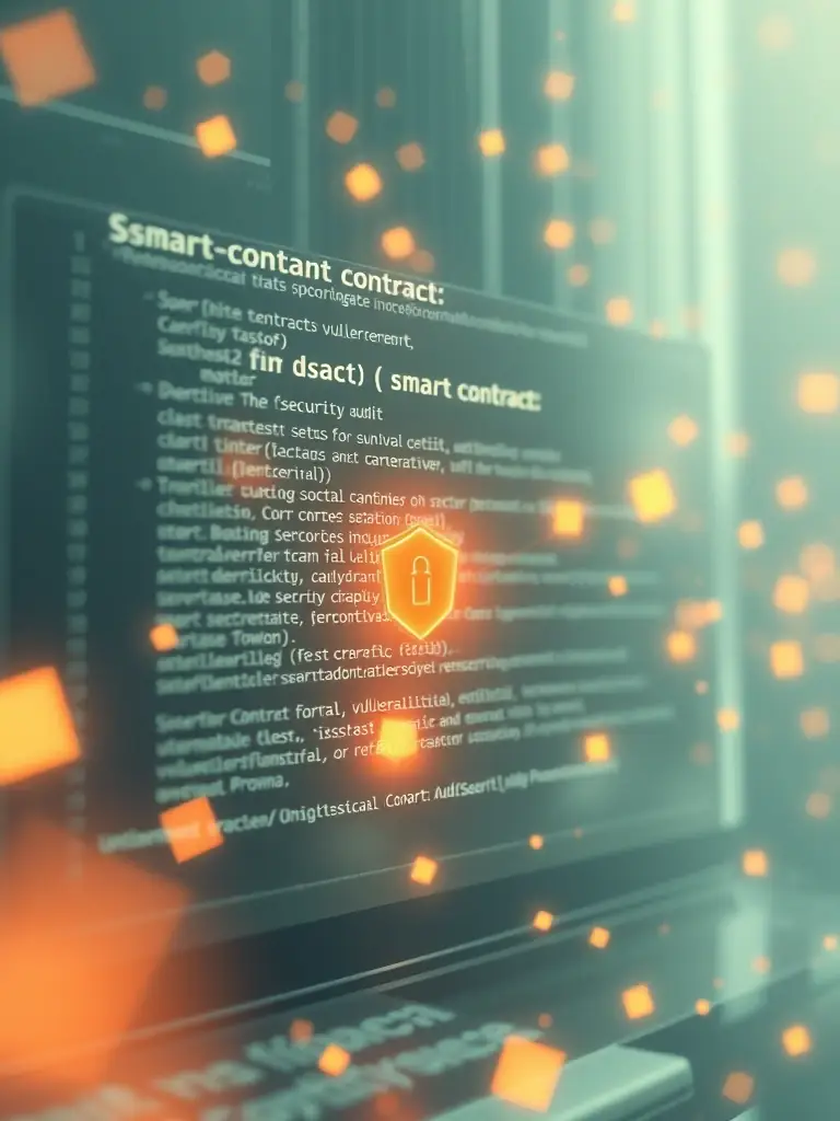 A simulation of a smart contract undergoing a security audit, highlighting potential vulnerabilities and areas for improvement.