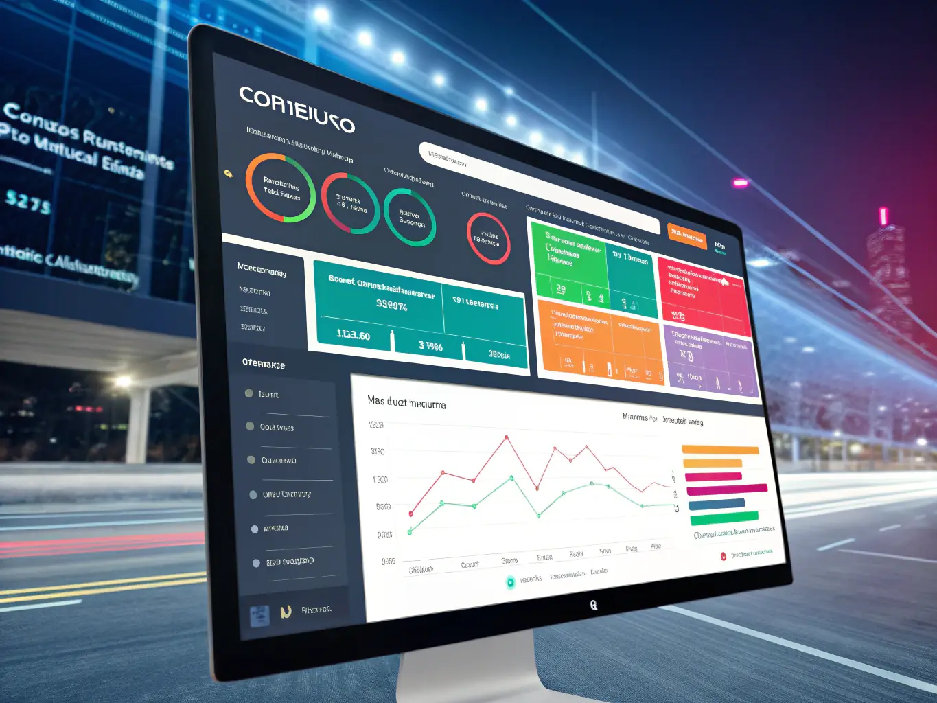 An image showcasing a dashboard of compliance metrics and automated workflows, representing RegexNow's Compliance Automation service.